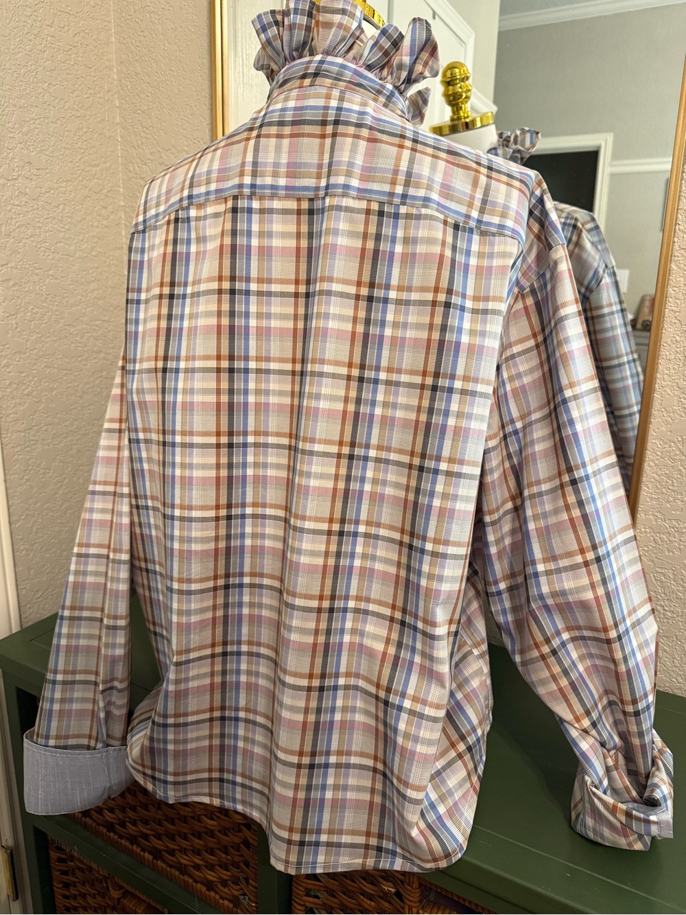 Plaid Ruffle-Collar Button-Down Multi Color - Picture 7 of 8